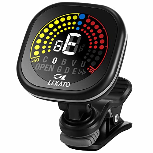 Clip-On-Tuner, LEKATO wiederaufladbarer Gitarren-Tuner, digitaler Stimmgerät, Ukulele-Tuner, elektrischer und akustischer chromatischer Tuner für Gitarren, Bass,Violine, chromatischer Stimmmodus von LEKATO