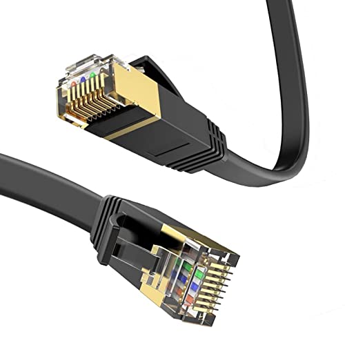 LEKVKM Cat 6 Ethernet-Kabel, 22,9 m, Hochgeschwindigkeits-RJ45-Internetkabel für den Außen- und Innenbereich, CAT6-Netzwerk, solide, schlank, flach, schwarz, Computer-LAN für PC von LEKVKM
