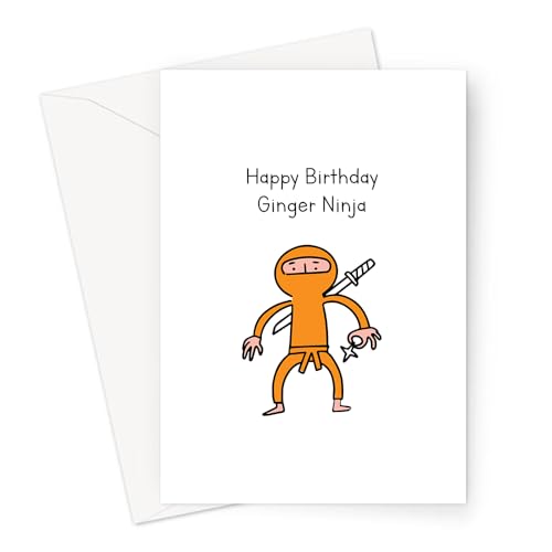 LEMON LOCO Happy Birthday Ginja Ninja Greeting Card | Funny Birthday Card For Ginger, Rude Birthday Card For Ginger, Silly Birthday Card For Ginger von LEMON LOCO