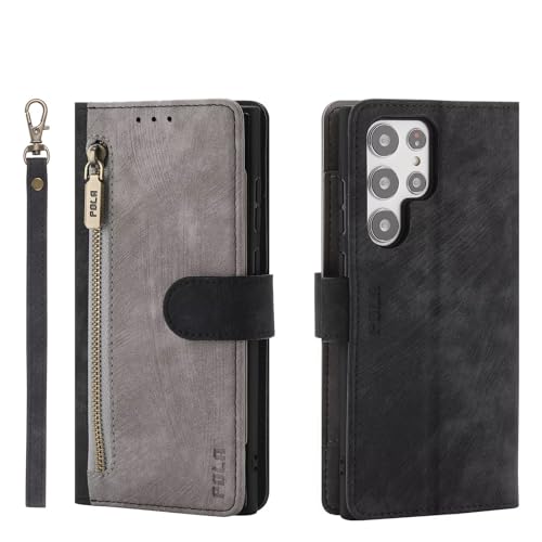 LENGRACE Handyhülle für Samsung Galaxy A02S US / M02S Hülle,Premium PU Leder Flip Schutzhülle mit [FRID-Schutz][Kartenschlitz] Farbe Stoßfest Klapphülle Handytasche Case-Grau von LENGRACE