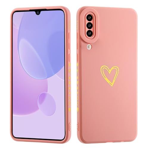 LENGRACE für XiaoMi Mi 9 Lite Liebesmuster Hülle,Galvanik Goldfarbene Herzmuster Stilvoll für Mädchen Frauen Stoßfeste Silikon TPU Handyhülle-Rosa von LENGRACE