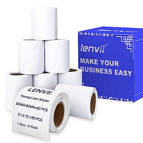 LENVII 50mm x 80mm Selbstklebeetikett Synthetischer Thermoaufkleber,1.97 x 3.15 Zoll Etiketten Thermoaufkle, reißfest, wasserdicht, ölbeständig, hochtemperaturbeständig(1 Rolle 80 Stück / 8 Rollen) von LENVII