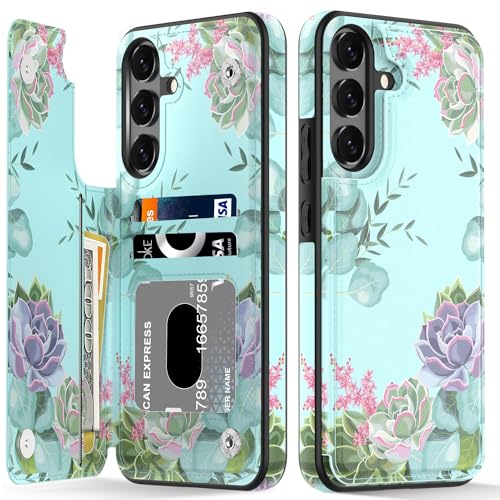 LETO Schutzhülle für Galaxy S23 FE, Klappetui, Leder, Brieftaschen-Schutzhülle mit modischen Blumen-Designs für Mädchen und Frauen, mit Kartenfächern, Ständer, Handyhülle für Samsung Galaxy S23 FE, von LETO