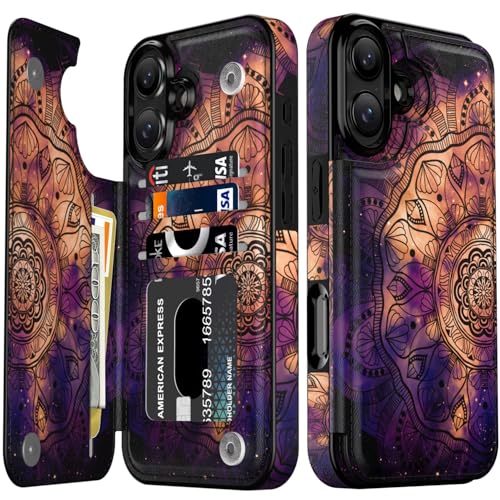 LETO Schutzhülle für iPhone XX Plus – Klapphülle aus Leder – modische Blumen-Designs – Kartenfächer, Ständer – Schutzhülle für Damen und Mädchen – 17 cm (6,7 Zoll) – schönes Henna von LETO