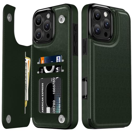 LETO Schutzhülle für iPhone XX Pro – Klapphülle aus Leder – modische Designs – Kartenfächer, Ständer – Schutzhülle für Damen und Mädchen – 15,5 cm (6,1 Zoll) – Grün von LETO