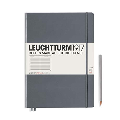 LEUCHTTURM1917 344812 Notizbuch Master Slim (A4+), Hardcover, 123 nummerierte Seiten, Anthrazit, liniert von LEUCHTTURM1917