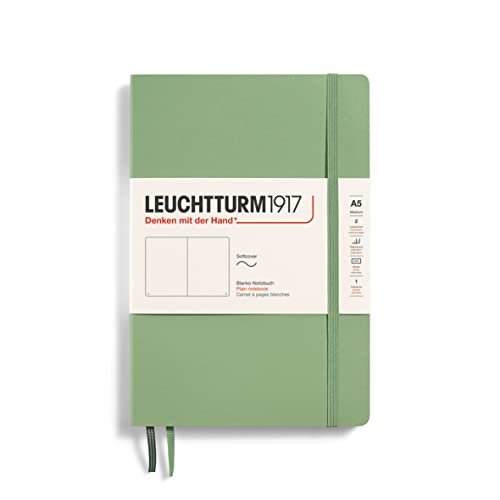 LEUCHTTURM1917 361593 Notizbuch Medium (A5), Softcover, 123 nummerierte Seiten, Salbei, blanko von LEUCHTTURM1917