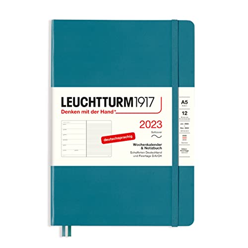 LEUCHTTURM1917 365695 Wochenkalender & Notizbuch Softcover Medium (A5) 2023, 12 Monate, Ocean, Deutsch von LEUCHTTURM1917