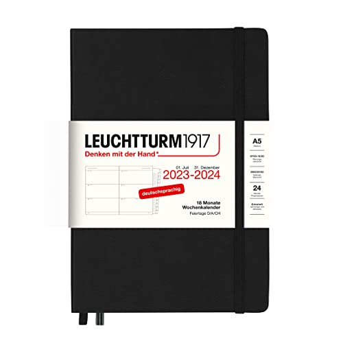 LEUCHTTURM1917 367603 Wochenkalender Medium (A5) 2024, 18 Monate, Schwarz, Deutsch von LEUCHTTURM1917