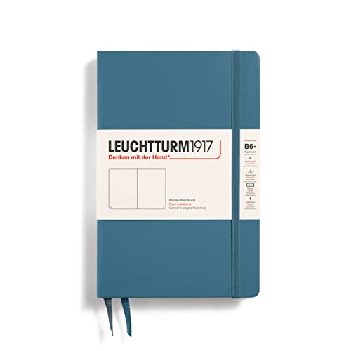 LEUCHTTURM1917 368511 Notizbuch Paperback (B6+), Hardcover, 219 nummerierte Seiten, Stone Blue, Blanko von LEUCHTTURM1917