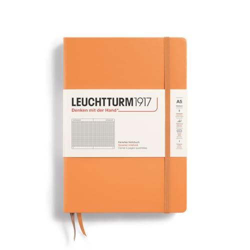 LEUCHTTURM1917 369782 Notizbuch Medium (A5), Hardcover, 251 nummerierte Seiten, Apricot, kariert von LEUCHTTURM1917