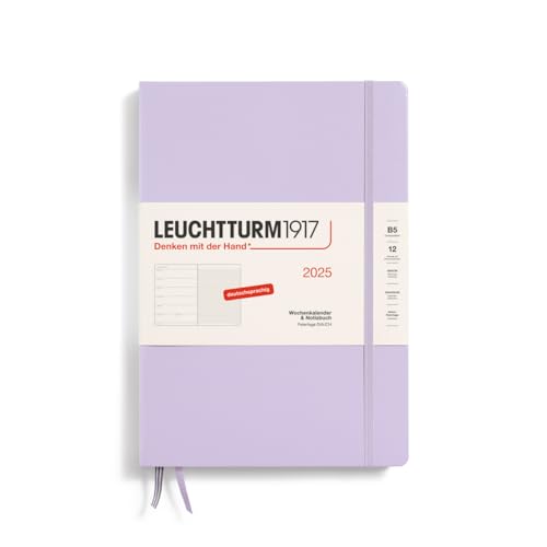 LEUCHTTURM1917 370478 Wochenkalender & Notizbuch 2025, Composition B5 Hardcover - 12-Monats-Planer, 80 g, liniert - Lilac von LEUCHTTURM1917