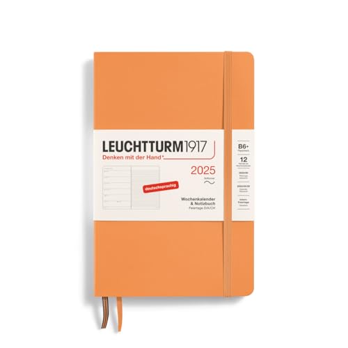 LEUCHTTURM1917 370522 Wochenkalender & Notizbuch 2025, Paperback B6+ Softcover - 12-Monats-Planer, 80 g, liniert - Apricot von LEUCHTTURM1917