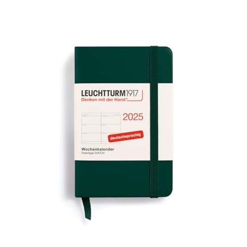 LEUCHTTURM1917 370561 Wochenkalender 2025, Mini A7 Hardcover - 12-Monats-Planer, 80 g, liniert - Forest Green von LEUCHTTURM1917