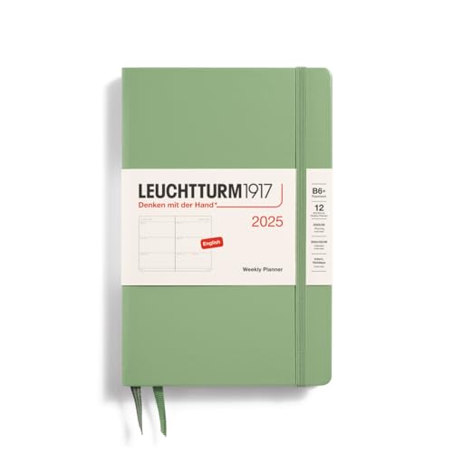 LEUCHTTURM1917 371016 Wochenkalender 2025, Paperback B6+ Hardcover - 12-Monats-Planer, liniert - Salbei, Englisch von LEUCHTTURM1917