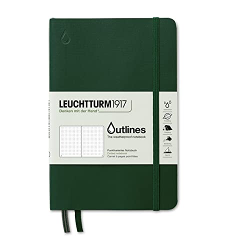 LEUCHTTURM1917 Outlines Notizbuch Paperback (B6+), Flexcover, 89 num. Seiten, 150 g/m² Seekartenpapier, Dotted, Wasserfest, Walden Green von LEUCHTTURM1917