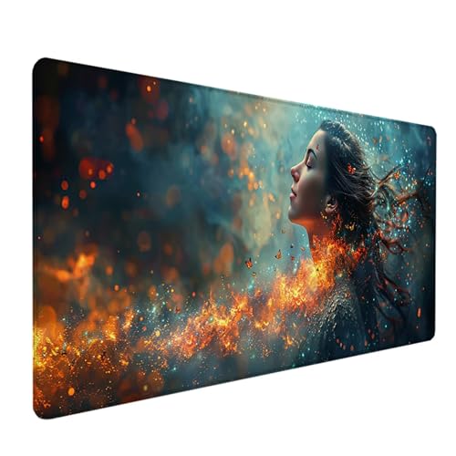 Gaming Mauspad Frau Mousepad xxl 1000x500mm, Groß Erweiterter Schreibtischunterlage Gelb, Desk Mat mit Rutschfeste Gummibasis, Verbessert Präzision und Geschwindigkeit, Gaming Zubehör, Geschenke C-X von LEYAUPGO