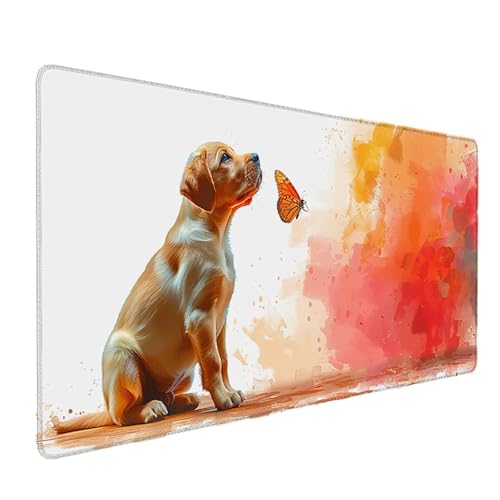 Gaming Mauspad Hund Mousepad xxl 1500 x 800 mm, Groß Erweiterter Schreibtischunterlage Farbe, Desk Mat mit Rutschfeste Gummibasis, Verbessert Präzision und Geschwindigkeit, Gaming Zubehör, Gifts 6-D von LEYAUPGO