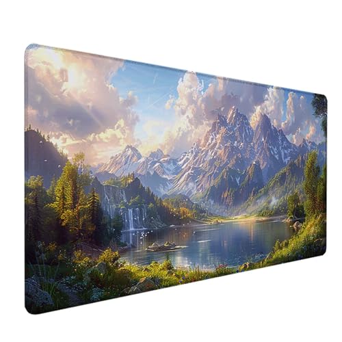 Gaming Mauspad Landschaft Mousepad xxl 1500x800x3mm, Groß Erweiterter Schreibtischunterlage Grün, Desk Mat mit Rutschfeste Gummibasis, Verbessert Präzision und Geschwindigkeit, Gaming Zubehör 8-9 von LEYAUPGO