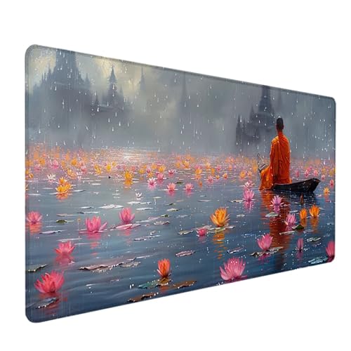 Gaming Mauspad Lotus Mousepad xxl 1000 x 500 mm, Groß Erweiterter Schreibtischunterlage Rosa, Desk Mat mit Rutschfeste Gummibasis, Verbessert Präzision und Geschwindigkeit, Gaming Zubehör, Gifts 0-9 von LEYAUPGO