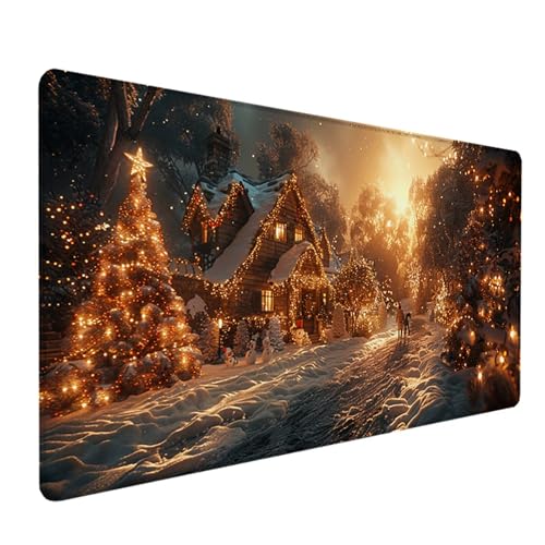 Gaming Mauspad Schneeszene Mousepad xxl 1500 x 800 mm, Groß Erweiterter Schreibtischunterlage Gelb, Desk Mat mit Rutschfeste Gummibasis, Verbessert Präzision und Geschwindigkeit, Gaming Zubehör K-0 von LEYAUPGO