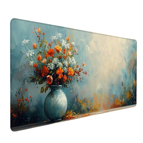 Gaming Mauspad Vase Mousepad xxl 1500x800x3mm, Groß Erweiterter Schreibtischunterlage Gelb, Desk Mat mit Rutschfeste Gummibasis, Verbessert Präzision und Geschwindigkeit, Gaming Zubehör, Geschenke 7-3 von LEYAUPGO