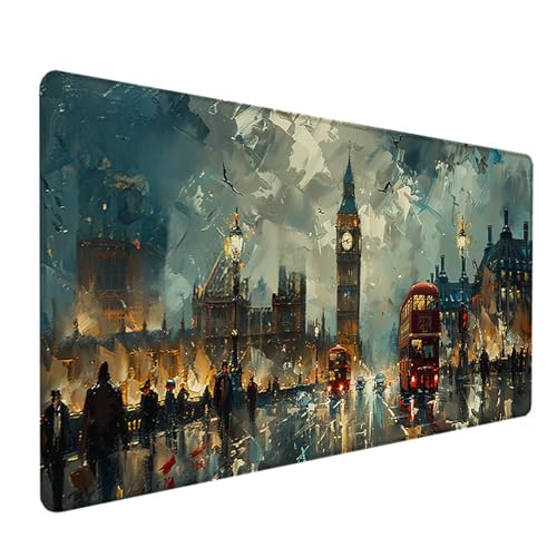 Landschaft Mauspad 1200 x 600 mm, Schreibtischunterlage Gelb Mousepad Gaming mit Wasserdicht Rutschfeste Gummibasis, Vernähte Kanten Mouse Pad für Schreibtisch Zubehör Aesthetic, Gifts for Men, N-2 von LEYAUPGO