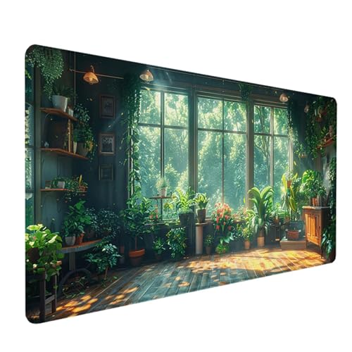 Landschaft Mauspad 1200x600x3mm, Schreibtischunterlage Grün Mousepad Gaming mit Wasserdicht rutschfeste Gummibasis, Vernähte Kanten Mouse Pad für Schreibtisch Zubehör Aesthetic, Gifts for Men, U-7 von LEYAUPGO