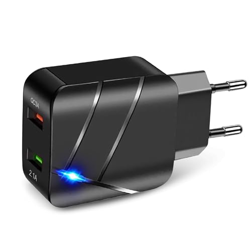 Leyf 28W USB A, 2 in 1 Ladegerät, 2 Port Netzteil, Kompatibel mit Allen Mobiltelefonmodellen und Tablets, QC 3.0 Schnellladegerät, iPhone ipad Samsung Galaxy Xiaomi Huawei, Steam Deck von LEYF