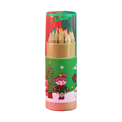 LEYILE 12 x Weihnachts-Buntstifte, Kunstzeichenstifte, tragbar, für Kinder, Jungen, Mädchen, Kunst, Zeichnen, Kartenherstellung von LEYILE