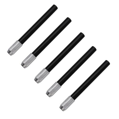 LEYILE Bleistiftverlängerer aus Aluminium, verschiedene Farben, Metall-Bleistiftverlängerung, Halter für Buntstifte in normaler Größe, 5 Stück von LEYILE