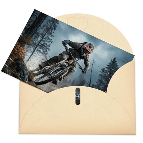 LFDSEPYM Mountainbike-Turnier-Grußkarte, Dankeskarten, Anlass, Grußkarten mit Umschlägen, personalisierte Notizkarten für Geburtstag, Hochzeit, Party, Gastgeschenk, 9,9 x 15,9 cm, Gelb von LFDSEPYM