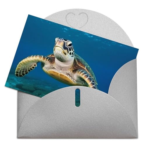 LFDSPYJE Grußkarten mit Umschlägen, Perlglanz-Papier, "Thinking of You"-Karte, Meeresschildkröten, Geburtstagskarten, Dankeskarten, Blanko-Notizkarten für alle Anlässe von LFDSPYJE