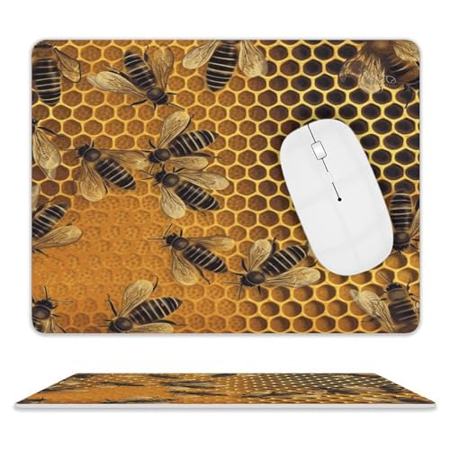Mauspad, personalisierbar, Bienen auf Bienenstock, Leder, rutschfestes Mauspad, geeignet für Gaming, Büro, Zuhause von LFDSYEOQ