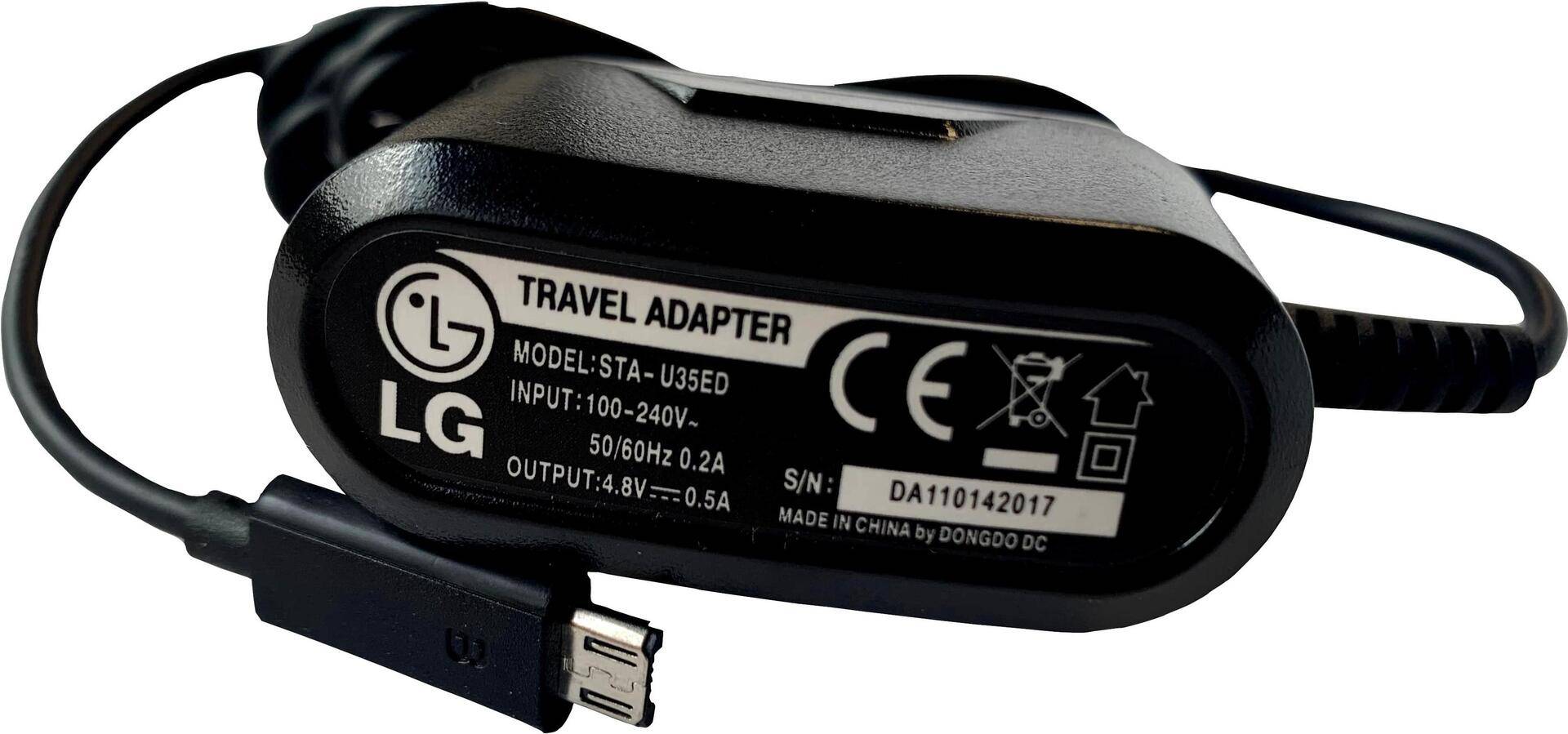 LG Charger STA-U33/U34/U35, 0,5A, Micro USB, black, Bulk (STA-U34) von LG