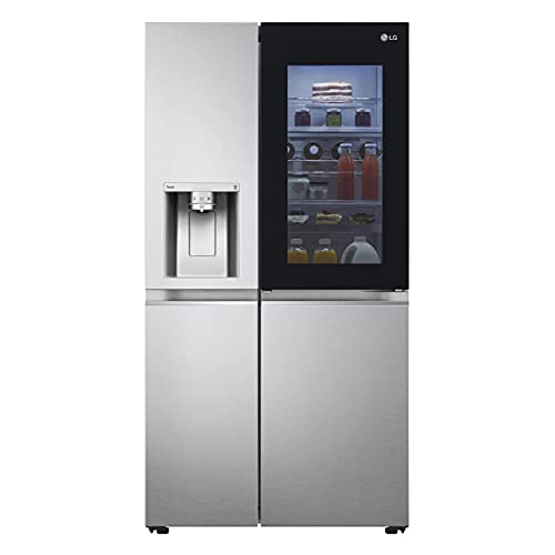 LG GSXV91BSAF, Klasse F, 635 L, Side-by-Side Kühlschrank mit InstaView, Total No Frost mit Gefrierfach, Crushed Ice - & Wasserspender mit UVnano, DoorCooling+, LINEARCooling, Wi-Fi ꟷ Brushed Steel von LG