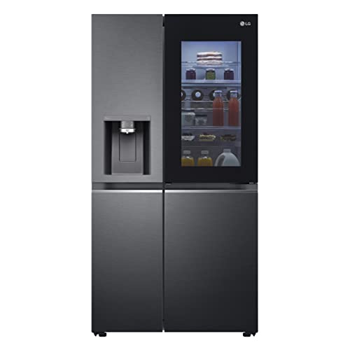 LG GSXV91MCAF, Klasse F, 635 L, Side-by-Side Kühlschrank mit InstaView, Total No-Frost mit Gefrierfach, Crushed Ice- Wasserspender mit UVnano, DoorCooling+, LINEARCooling, Wi-Fi ꟷ Matte Black von LG