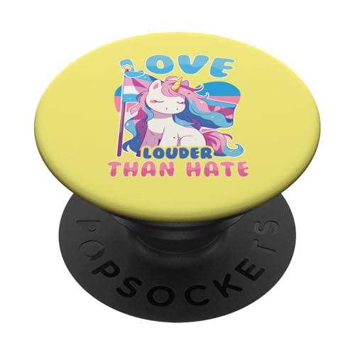 Liebe lauter als Hass - Transgender Pride Unicorn Art PopSockets Klebender PopGrip von LGBTQ+ Equality Everyday Pride by NLTS