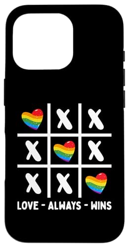 Hülle für iPhone 16 Pro Liebe gewinnt immer Tic-Tac-Toe Rainbow Pride Flag LGBTQ Ally von LGBTQ Pride Month Gender Equality Support Gifts