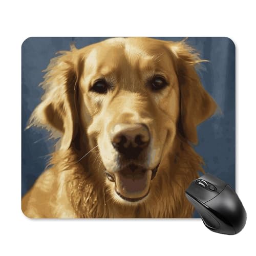 Mauspad, goldener Hunde-Druck, quadratisch, niedlich, lustiges Mauspad für Laptop, Gaming, Heimbüro, Dekoration, Schreibtischzubehör, Schreibtischunterlage von LHOKDR