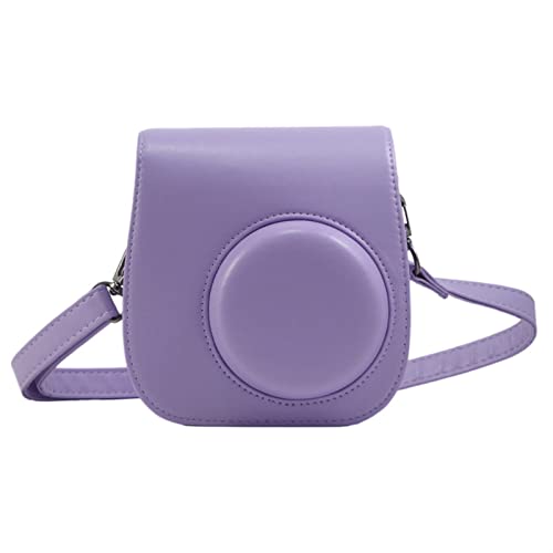 LHYFAGQK Klassischer Retro. Pu. Leder Kamera Strap Umhängetasche Schutzabdeckung Kamera Schutzabdeckung for Polaroid Fit for Fujifilm Mini 8 8+ 9 Kameratasche(Light Purple) von LHYFAGQK