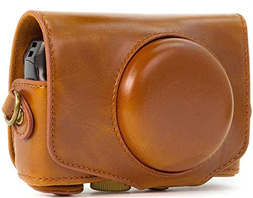 LHYFAGQK Retro Pu. Leder-Kameratasche Hartschalenabdeckung for Digitalkamera-Strap Fit for Canon Fit for Powershot SX740 HS SX730 HS SX720 HS Kameratasche(Light Brown) von LHYFAGQK