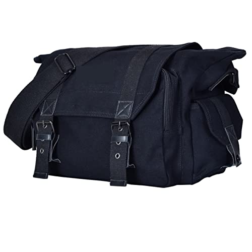 LHYFAGQK SLR Kamera Umhängetasche Linse Verdrahtet Stativ Outdoor Travel Aufbewahrungstasche Große Kapazität Leinwand Messenger Bag Fit for Nikon Fit for Canon Fit for Sony Kameratasche(Noir) von LHYFAGQK