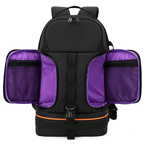 LHYFAGQK Video wasserdichte Kamera Schultern Rucksack W Reflector Stripe Fit 15,6 Zoll LATTEOP Stoßfest Weiche gepolstierte Stativkoffer-Foto-Tasche Kameratasche(Black with Purple) von LHYFAGQK