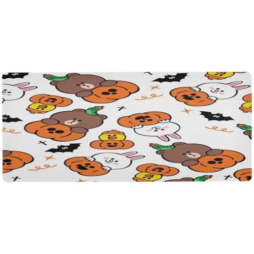 LI ZHI XIN Computer Maus Pad rutschfeste Gummi Mausmatte Für Gaming, 80x30cm, 80x40cm, 90x40cm Halloween Kürbis Bär Kaninchen von LI ZHI XIN