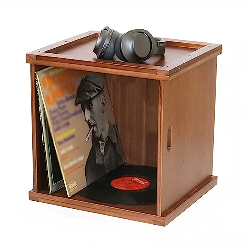 CD-Schallplatten-Aufbewahrungsregal Aufbewahrungsbox for Schallplatten, Schallplattenkiste aus Holz mit Griff – Tischplattenhalter und Organizer aus Kiefernholz, stapelbare Aufbewahrungsbox for Schall von LICONG-2020