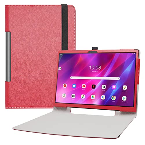 LIFANG Kompatibel mit Lenovo Yoga Tab 13 Hülle,Schutzhülle mit Hochwertiges PU Leder Tasche Case für 13" Lenovo Yoga Tab 13 (YT-K606F) Tablet,Rot von LIFANG