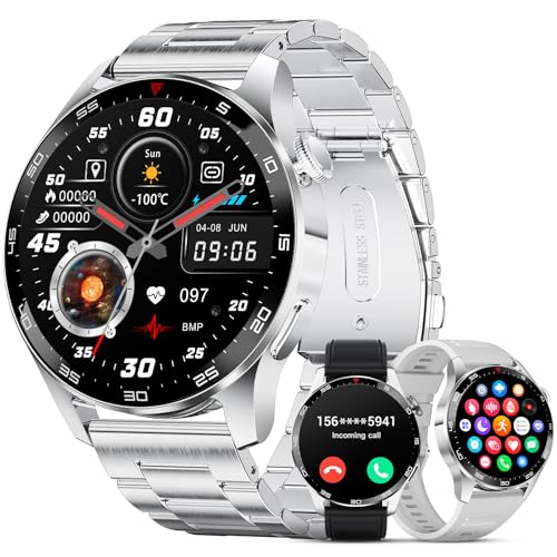 LIGE Smartwatch Herren, 1.43''AMOLED Militärs Smart Watch Mit 100+Sportmodi Fitnessuhr, Telefonfunktion, Herzfrequenz Schlafüberwachung, 5ATM Wasserdicht, 400mAh für Android iOS, Bluetooth Anrufe 2024 von LIGE