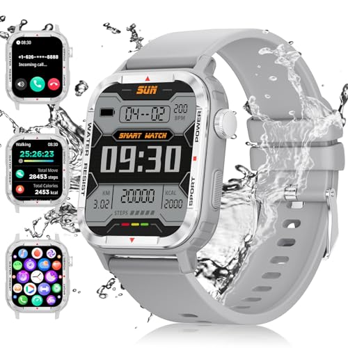 Smartwatch Herren Damen, 2024 Neuer 1.85 HD DIY Smart Watch mit Bluetooth Sprachanruf Pulsuhr, Schrittzähler, Schlafüberwachung,IP68 Wasserdicht Fitness Tracker Silikon Herren Uhr für iOS Android von LIGE