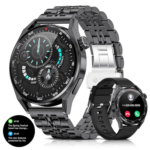 Smartwatch Herren mit Telefonfunktion, 1,39'' HD Fitness Tracker mit Pulsmesser/Schlafmonitor, Message Reminder, IP68 Wasserdichte 100+ Sportmodi Aktivitätstracker Smart Watch für Android iOS Schwarz von LIGE